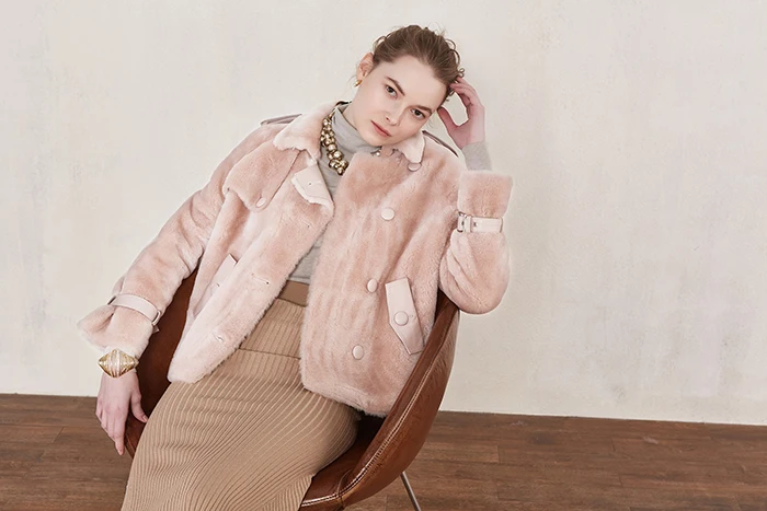 De rose Véritable Manteau noir Doublure Fourrure Chaud Veste Oftbuy Parka Beige Cuir Mérinos photo En Color Moutons D'hiver Épais 2019 Femmes Naturel Réel vqxtR