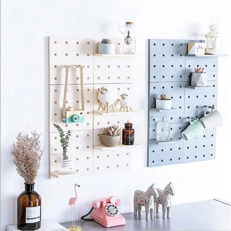 

New Plastic Hole Board Storage Shelf Sticker Wall Hanging Hooks Great Home Organizer Kitchen Bathroom Tools