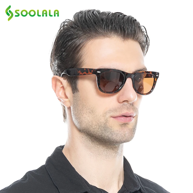 SOOLALA солнцезащитные очки поляризованные складные солнцезащитные очки для вождения TR90 UV400 Солнцезащитные очки дешевые очки с черным кожаным карманом