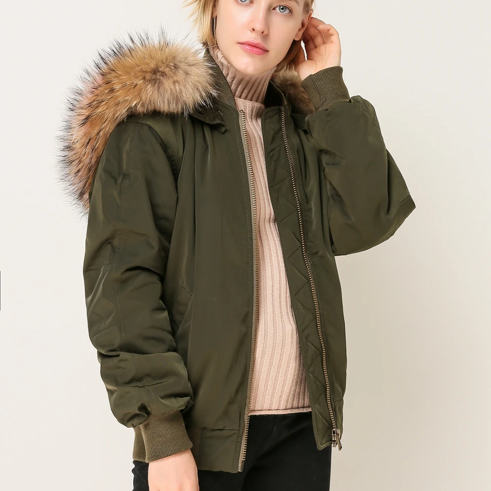 Розовый Java QC1876 Новое поступление F/W 2018 Модный женский зеленый пуховик с