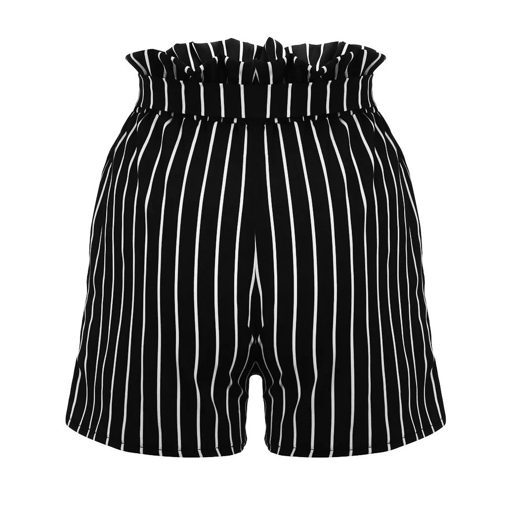 Большие размеры летние женские шорты женские 2019 уличная Полосатые Карманы Короткие с высокой талией женские шорты женская одежда