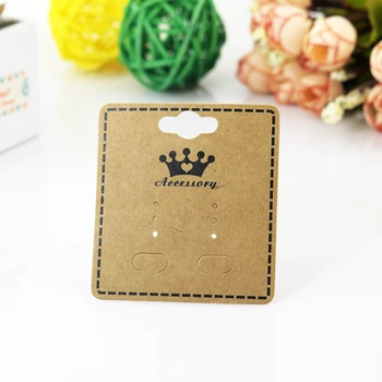 

Wholesale 200Pcs/lot 5.5x6cm Brown Kraft Paper Earring Card Cute Ear Studs Display Card Fashion Rectangle Tag Jewelry Cards