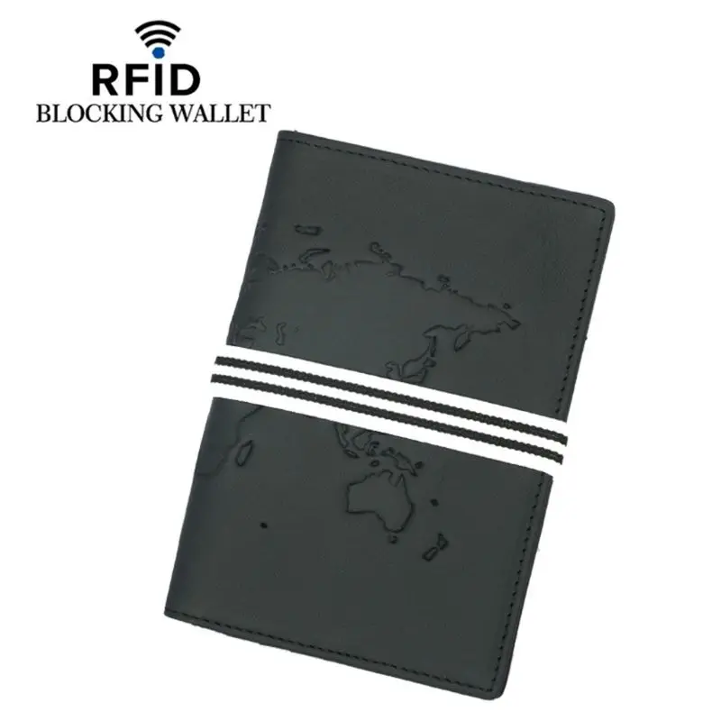 RFID Блокировка из натуральной кожи держатель паспорта ID чехол Кредитная карта кошелек для мужчин и женщин