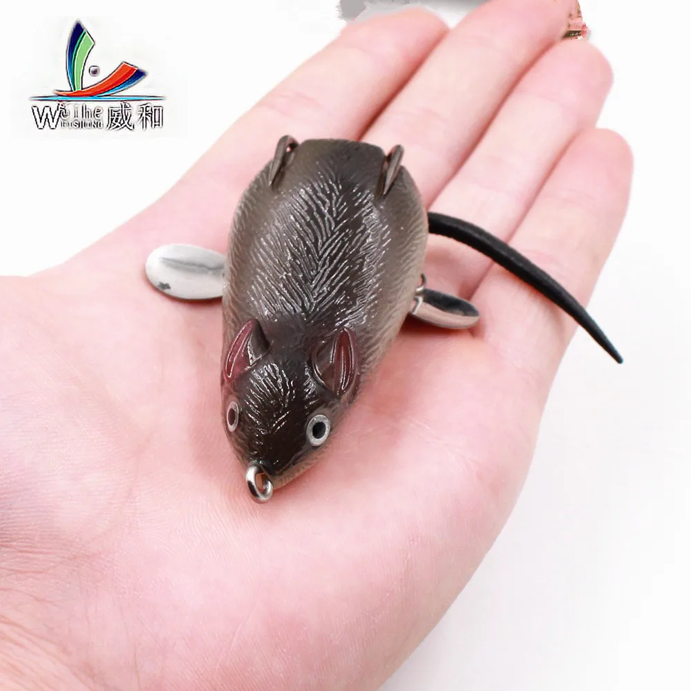 

1Pcs Artificial 3D Eyes Bells Sound 6.5cm18g Black Soft Mouse Bait For Snakehead Hooks Artificial Bass Fishing Sport Lures