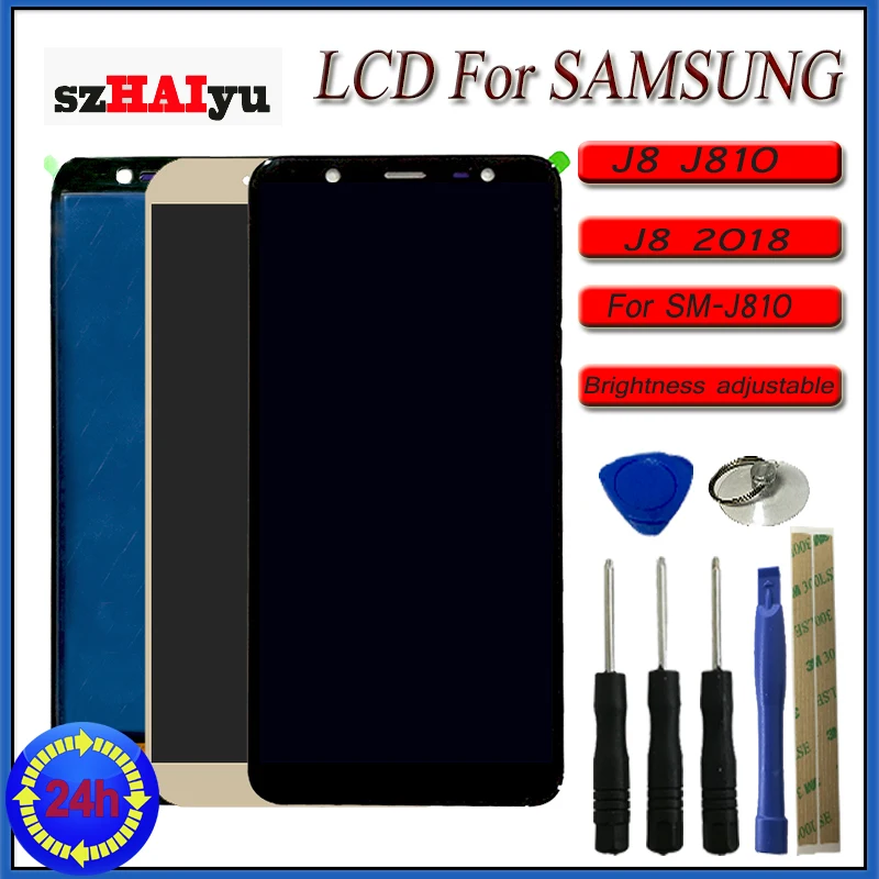 SZHAIYU Регулируемая яркость J810 ЖК-экран для Samsung Galaxy J8 J800 02018 ЖК-дисплей J810F J810Y J810G