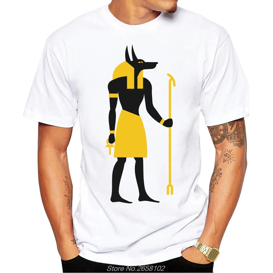 

Egypt God Anubis Print T-Shirt Men's Summer Retro Style Tshirt Casual T Shirt Male Boy Short Sleeve Tees Harajuku Streetwear
