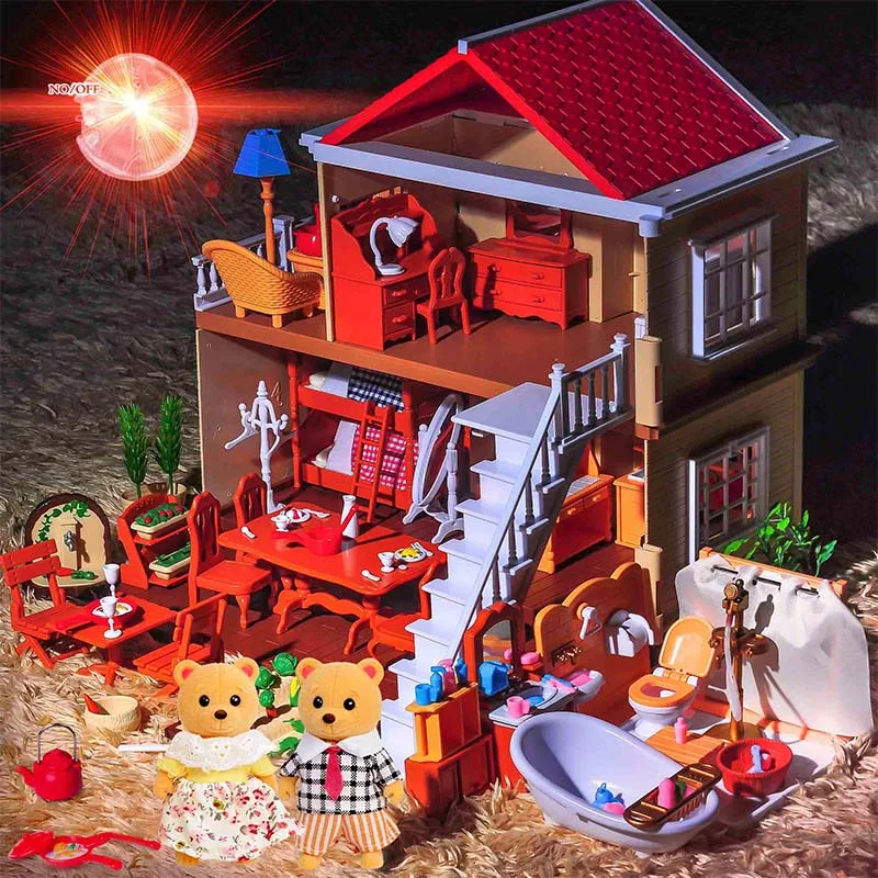 

limited edition 1:12 sylvanianed families dollhouse Simulation villa light kitchen furniture Wedding dress Doll collectible Gift