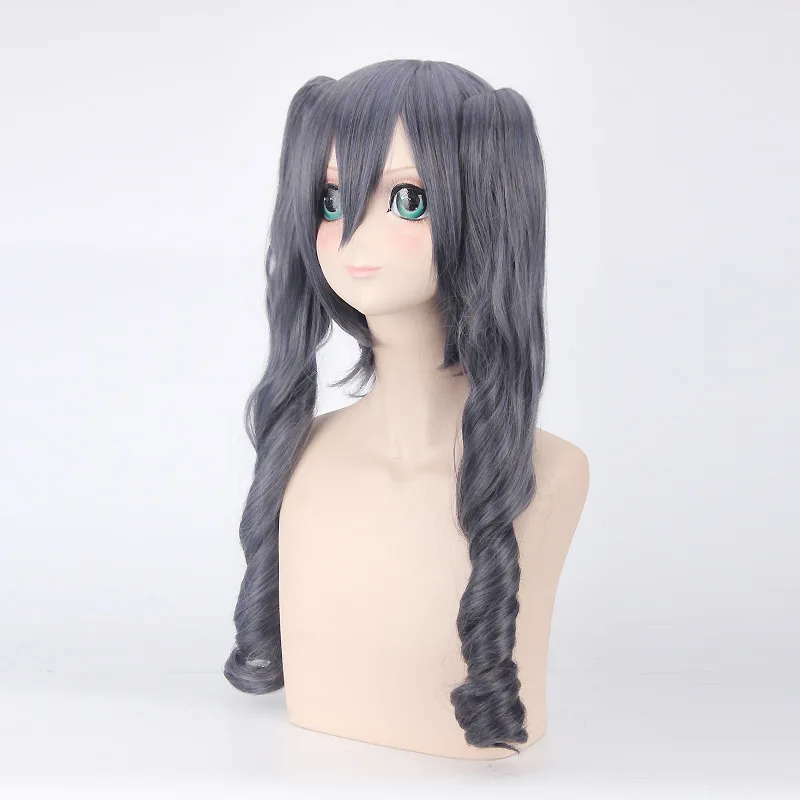 

High Quality Black Butler Ciel Phantomhive Cosplay Wigs for Women Girls Female Kuroshitsuji Long Grey Hair Wig Ponytail C54379AD