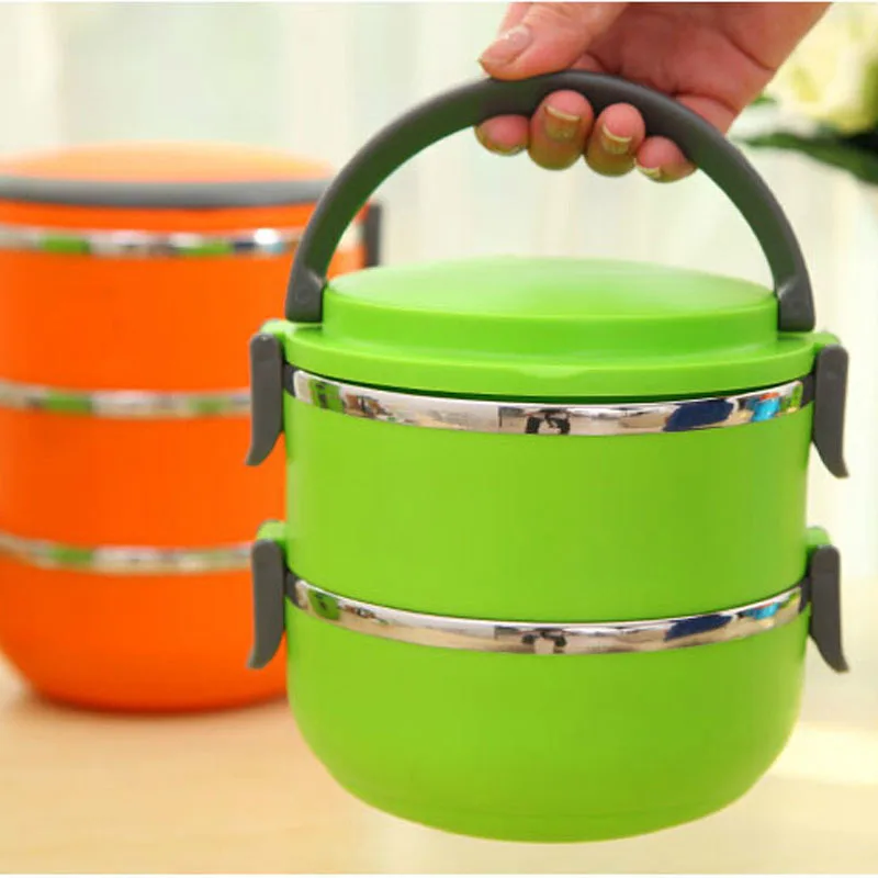 Two Layers Stainless Steel Insulation Storage food Container Dinnerware sets1400ML Thermal Bento Lunch Box Thermos For