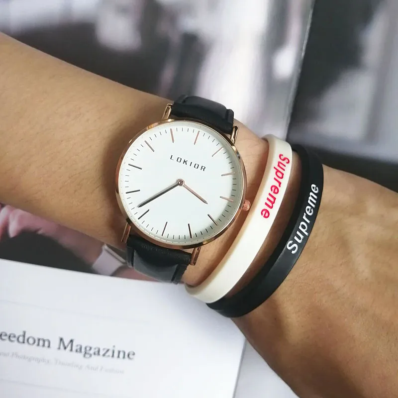 Lokior Brand Women Watches Fashion Rose Gold Ladies Dress Watch Ultra Thin Quartz Watch Dropshipping Clock Relogio Feminino Gift