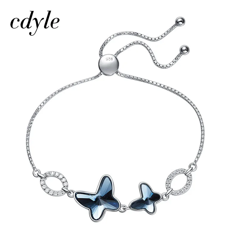 

Cdyle Crystals from Swarovski Bracelets Women Bracelet Fashion Jewelry Blue Butterfly Shape Austrian Rhinestone Paved New