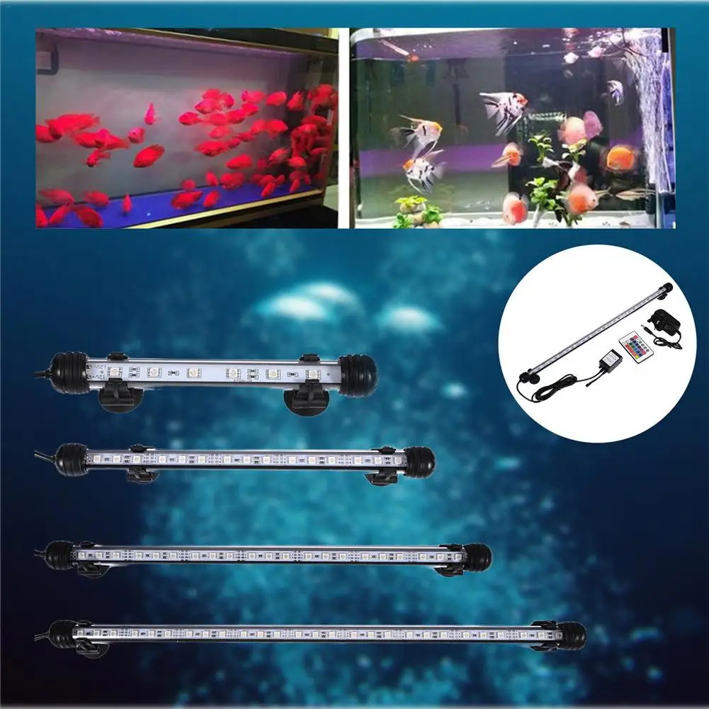 1 Set LED Aquarium Fish Tank Submersible Light With 24 Keys Remote