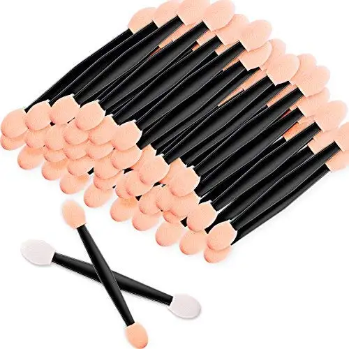 

50 Pack Disposable Eyeshadow Brush Sponge Tipped Oval Makeup Tool Dual Sides Eyeshadow Brush Comestic Applicator for Lady