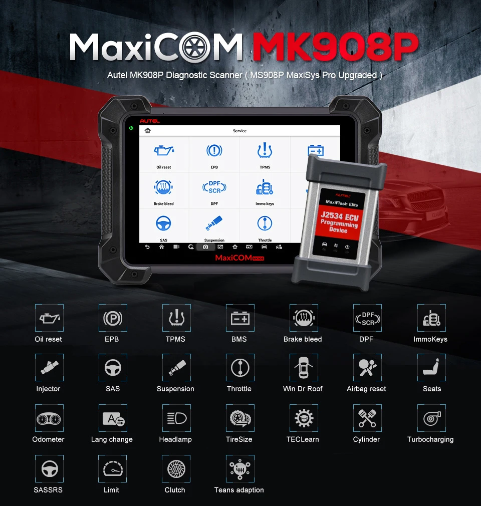 Autel MaxiCOM MK908P автомобильный диагностический инструмент Automotivr диагностический сканер ECU кодирование Программирование обновление Maxisys Pro Ms908p сканер