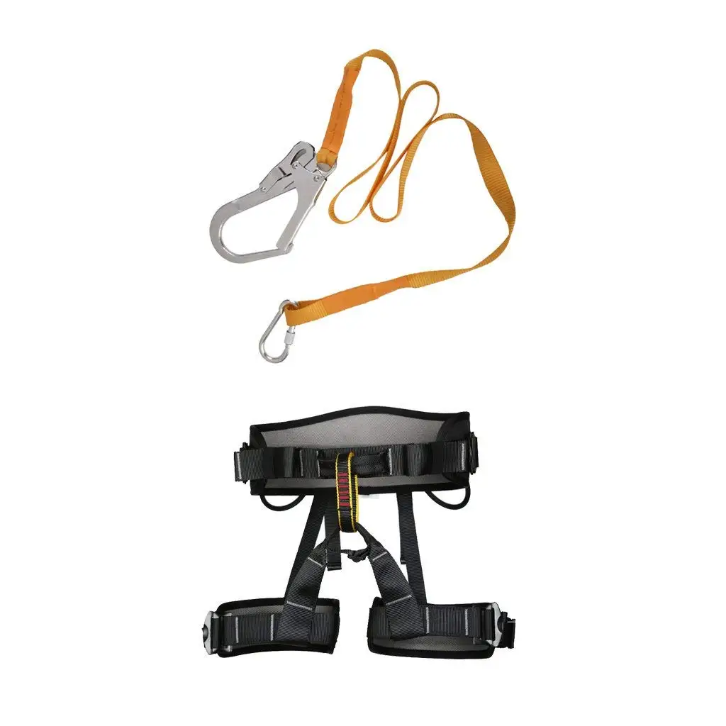 

Super sell-Climbing Safety Strap with Carabiner Buckle + Mountaineering Rock Tree Climbing Harness Safety Bust Seatbelt