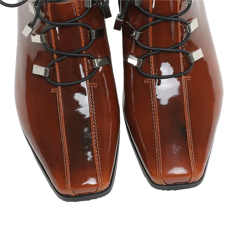 FEDONAS/осень-зима; винтажные женские ботильоны из натуральной кожи; короткие ботинки с перекрестной шнуровкой; мотоботы в стиле панк; женская обувь для вечеринок
