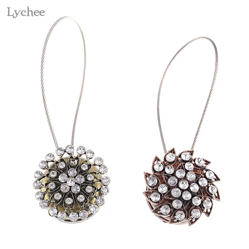 

Lychee Retro Diamond Flower Magnetic Curtain Buckle Magnet Curtains Tieback Holder Curtain Strap Accessories