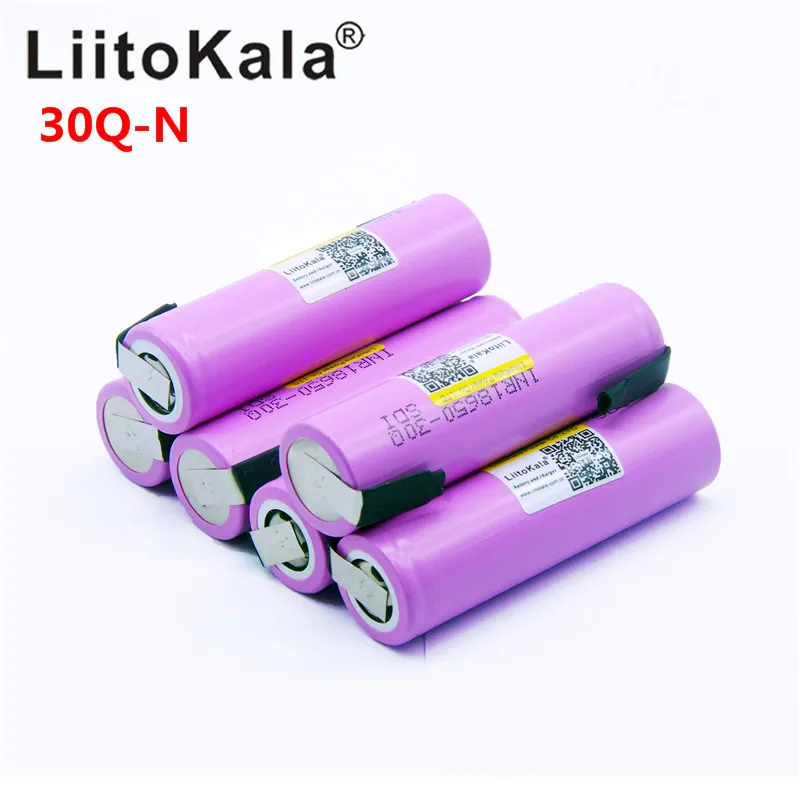 Litokala 18650 3000 мАч батарея INR18650 30Q-N 20A разрядка литий-ионная аккумуляторная батарея для+ DIY никель