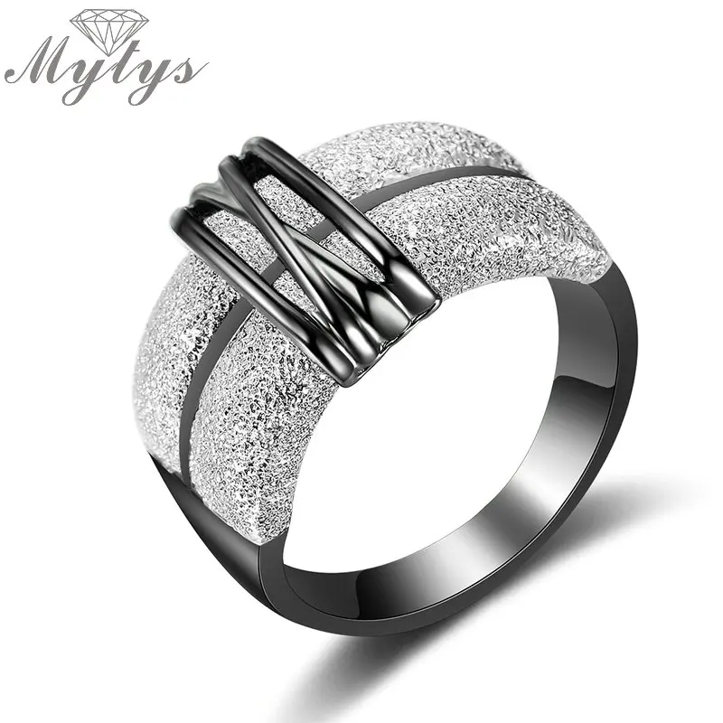 Mytys черные и серебряные смешанные цвета двухцветные золотые кольца для женщин