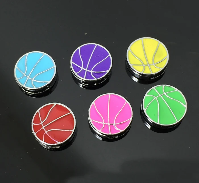 50PCS 8MM Mixed Color Enamel Basketballs Slide Charms