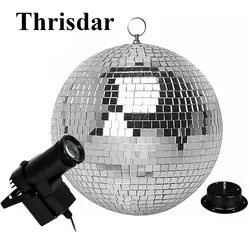 Thrisdar Dia25CM 30 см вращающееся отражение стекло зеркало дискотечный шар с мотором и 10 Вт RGB луч Pinspot DJ вечерние Вечеринка сценический свет