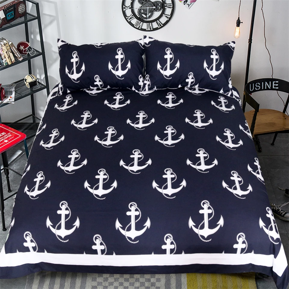 Free shipping holiday gift Mediterranean anchors bedding Set Quilt