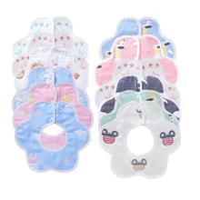 Милая обувь с цветочным декором; стильные детские нагрудники из 6 слоев вращающийся двумя клепками с модным узором двусторонний рисунок Слюнявчики для мальчиков и девочек