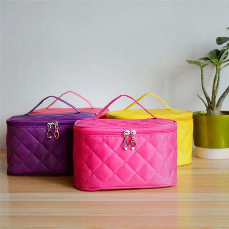 Makeup Bags Lingge Cosmetics Storage Bag with Portable Small Mirror