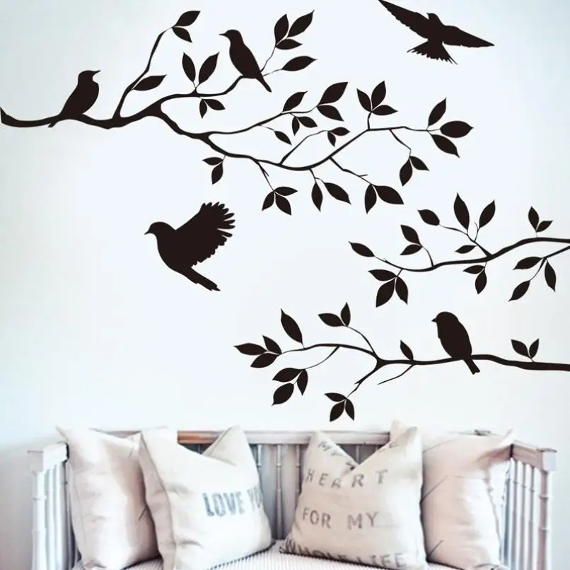 Home Decor Tree Bird съемные стены Стикеры винил Книги по искусству Наклейка дома настенной росписи DIY Декор стен Стикеры дома Deco mirror AU3