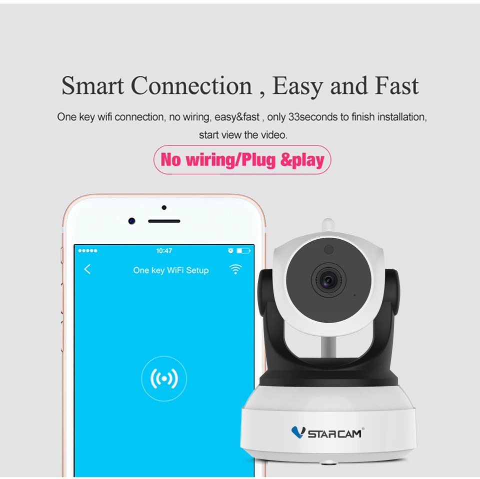 VStarcam Wireless Security IP Camera Wifi IR-Cut Night Vision Audio Recording Surveillance Network Indoor Baby Monitor C7824WIP