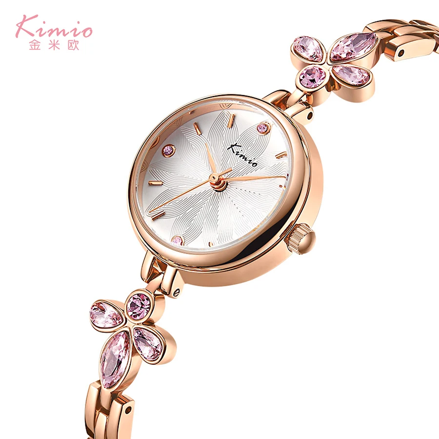 

KIMIO Top Brand Women's Watches Quartz Decorative pattern Dial Luxury Wristwatches girls crystal Dress bracelet clock gift box