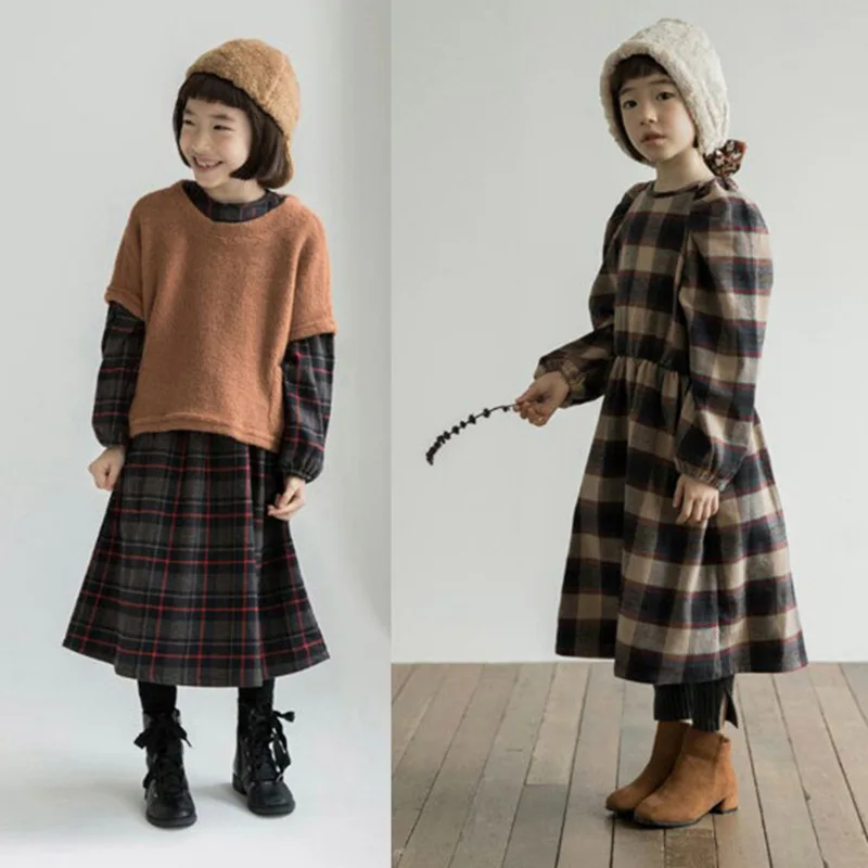 

2018 New Baby Girl Cotton Dress Toddler Girl Dresses Baby Princess Dress Children Plaid Dress Toddler Winter Cloths,#3631
