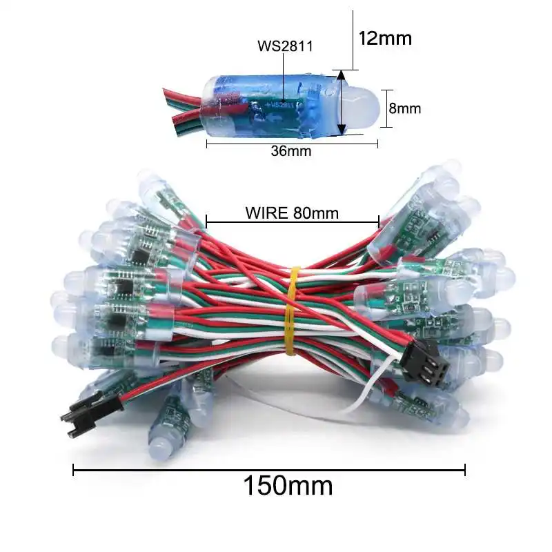 12 мм WS2811 полный Цвет светодиодная точечная лампа модуль DC 5 V IP68 Водонепроницаемый RGB WS2811 IC цифровой светодиодный свет Р