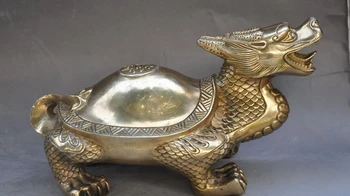 

9" china brass fengshui Symbolize Longevity animal Dragon Turtle Tortoise statue