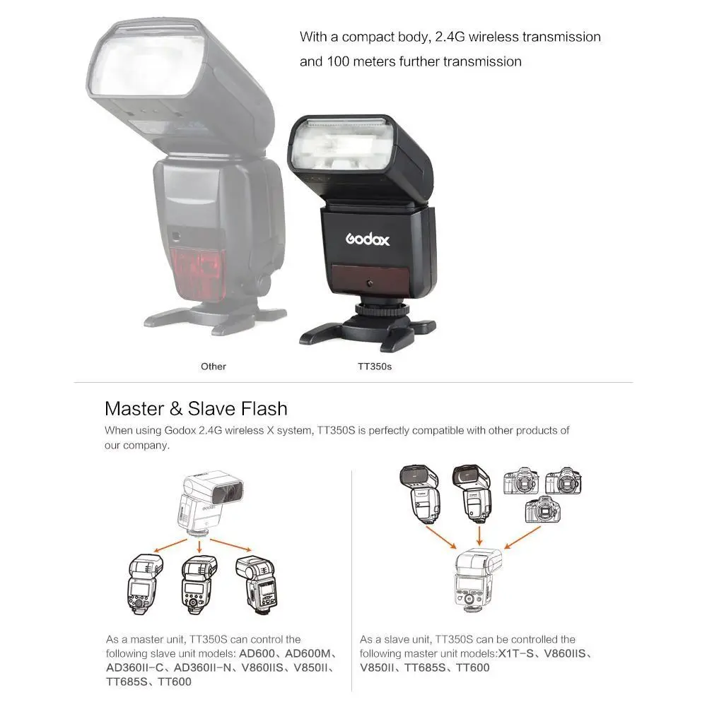 Вспышка Godox Mini TT350 TT350S 2 4G TTL + триггер для зеркальной камеры Sony a77II a7R A6000 A6500 A99 A58|flash