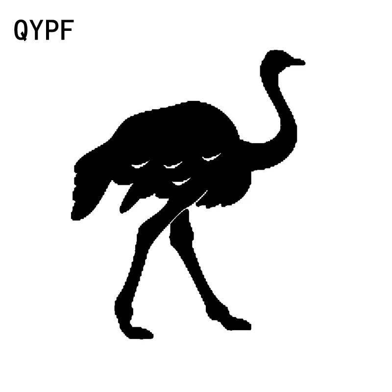 

QYPF 11,5 см * 14,2 см, забавное животное, птица, страусиный силуэт, наклейка на окно автомобиля, черная/серебряная виниловая наклейка