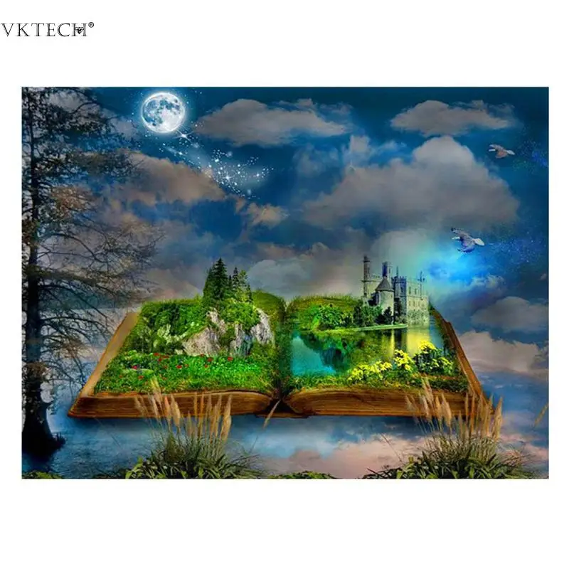 

Castle in Book 5D Full Round Diamond Painting Magical Landscape Embroidery DIY Needlework Home Art Craft Decor Wall Room Picture