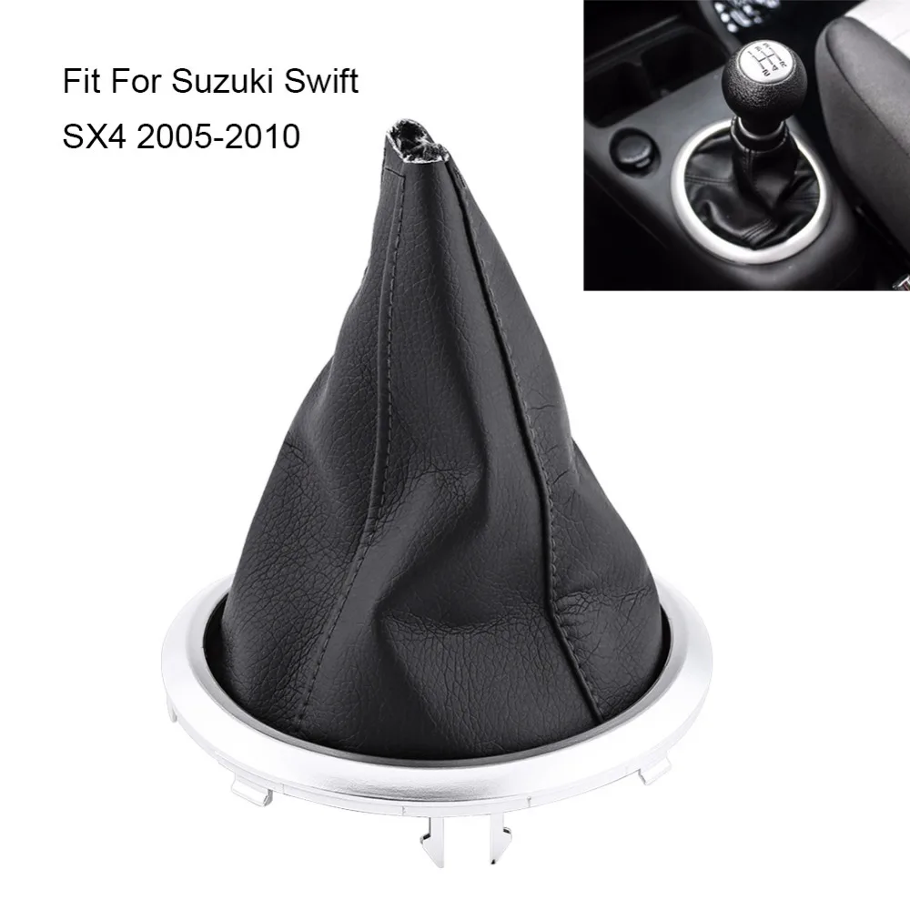 

Car Manual Transmission Shift Lever Frame Boot Cover Fit For Suzuki Swift SX4 2005 2006 2007 2008 2009 2010 Black