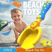 11PCS Beach Toy Set PP Animals Model Sand Toys Baby Shoveling Sand Toys Bucket Playing With Water Toys Set
