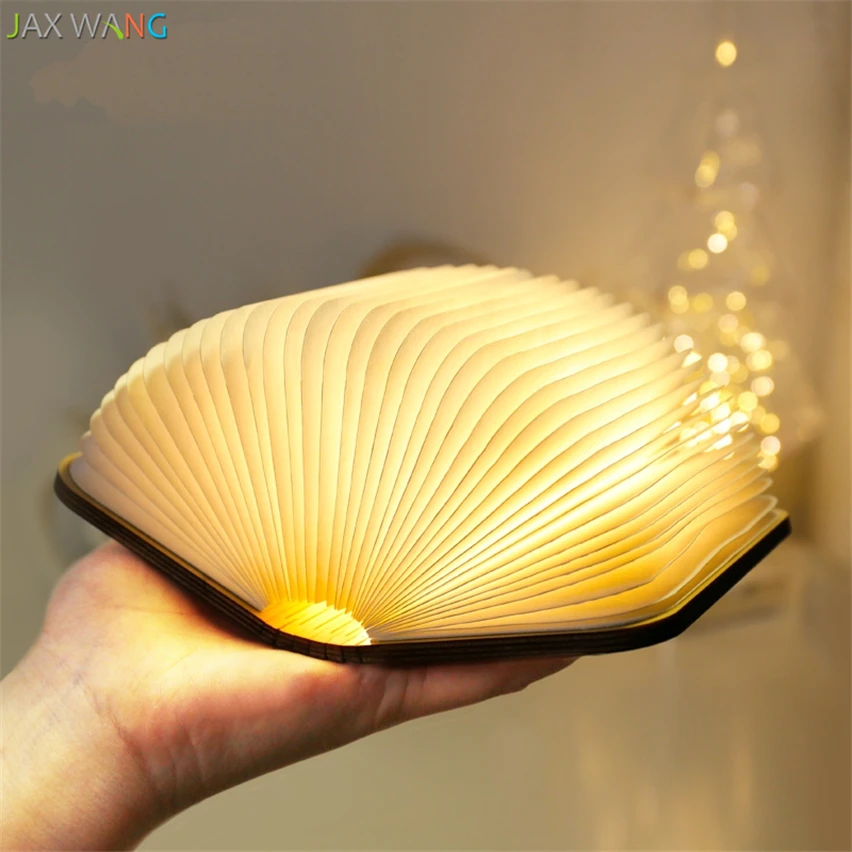 

Palm Letter Light Folding Led Night Lights Wooden Mini Book Light Gift Page Lamps for Children Room Bedroom Bedside Decor Light