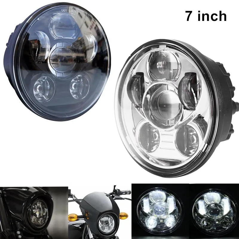 

Motorcycle Headlight 7" LED Projector Daymaker black H4 Headlamp For Harley Street Glide Softail FLHX FLD Yamaha Road Star