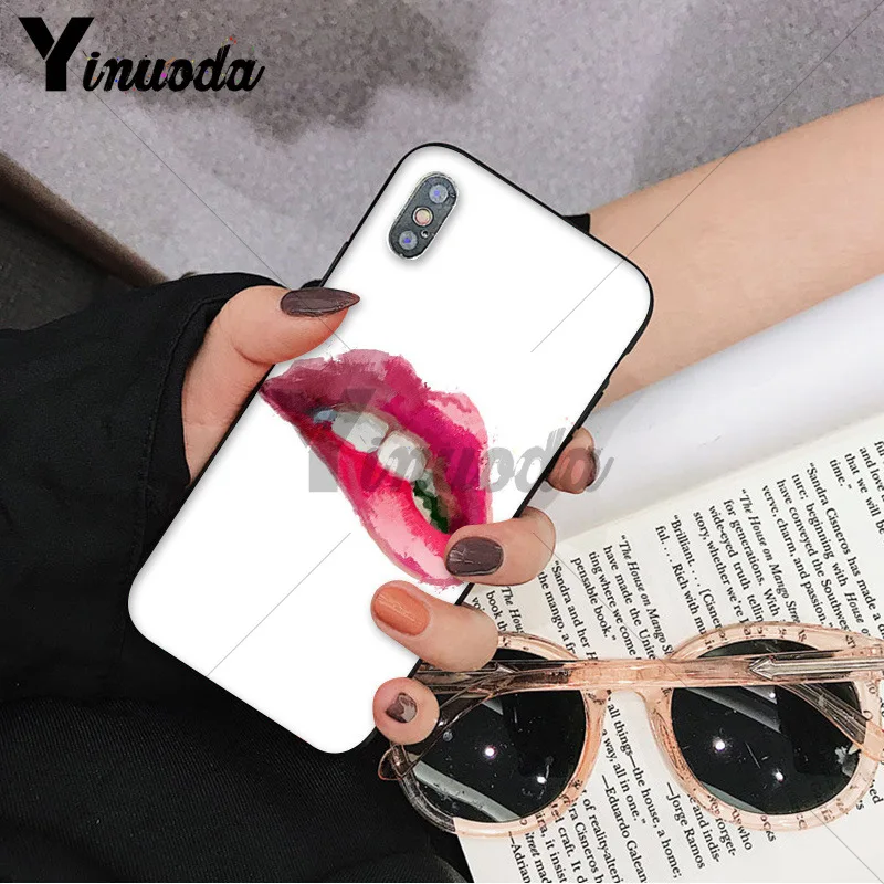 Yinuoda сексуальная девушка Красные Губы Поцелуй ТПУ Мягкий силиконовый чехол для телефона чехол для iPhone 8 7 6 6S Plus 5 5S SE XR X XS MAX Coque Shell