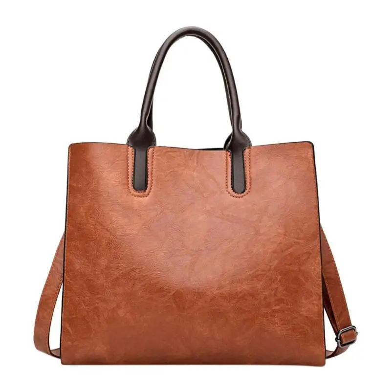 

Fashion Women Casual Soft Oil Wax Pu LeatherShoulder Bag Large Capacity Handbag Large Capacity Tote Bag Messenger bag