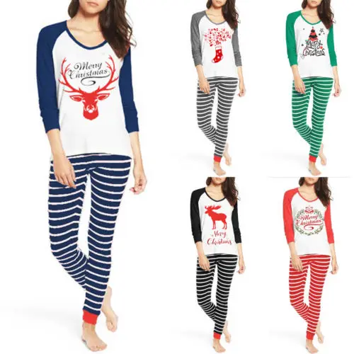 2018 New Arrival Women Christmas Pajamas Set Adult Deer ...