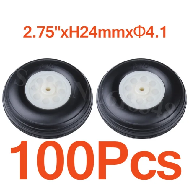 Best Price 100pcs /lot  2.75" inch 70mm Quality Rubber Tail Wheels Nylon Hub Thickness:24mm Axle hole: 4.1mm RC Plane Replacement Parts
