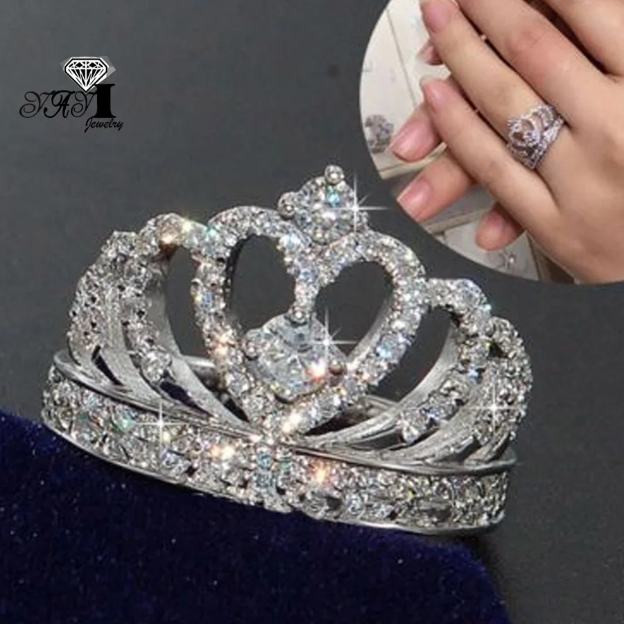YaYI ювелирные изделия Мода Принцесса Cut 4,6 CT черный циркон серебряного цвета обручальные кольца вечерние кольца