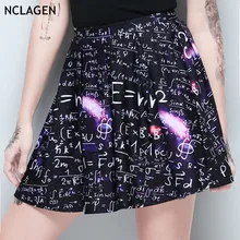 NCLAGEN Сексуальная короткая и с надписями, Высокая Талия плиссированная юбка в складку в стиле панк мини-юбка Для женщин готика, Харадзюку