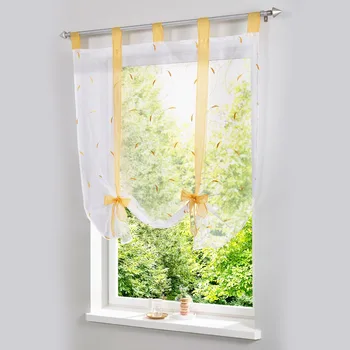 

1PCS Roman Curtain Embroidered Home Wave European Stitching Colors Living Room Balcony Voile Panel Drape