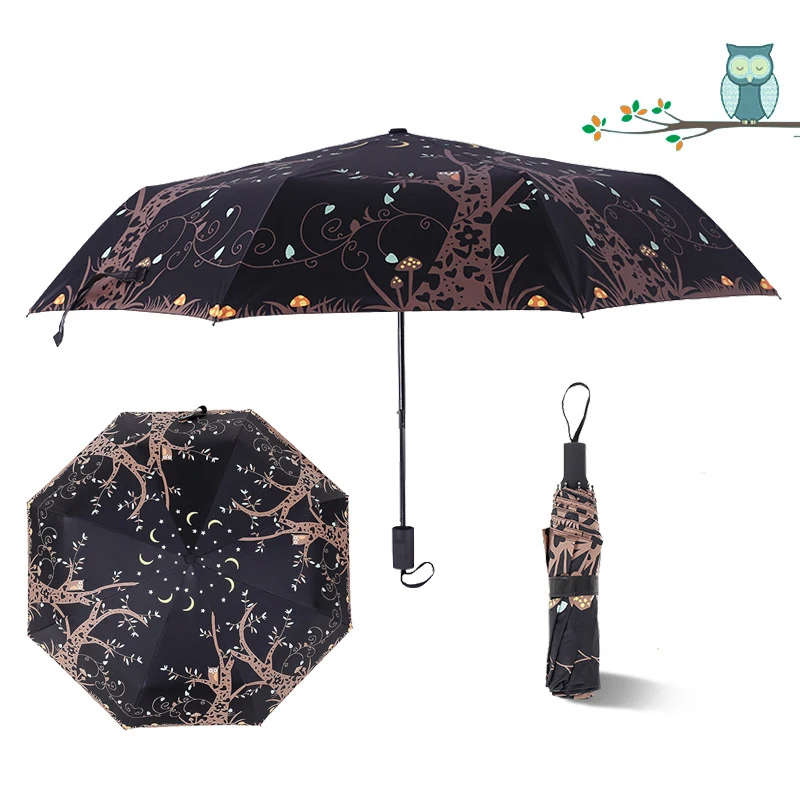 

Owl pattern Umbrella Outdoor Travel Umbrellas Sakura deer Umbrellas Female Folding Women Man Windproof Anti-UV Sun Parasol