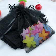 500 шт Высокое качество 13x18 см маленький пакетик из органзы Черный Цвет для вечеринок, на подарок, для конфет подарочные пакеты ювелирные изделия упаковочный мешок, мешочки